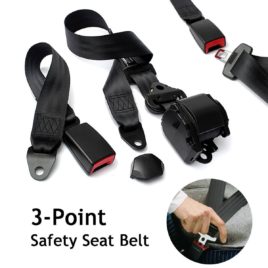 AUDEW Universal Retractable 3 Point Auto Car Safety Seat Lap Belt Set Kit