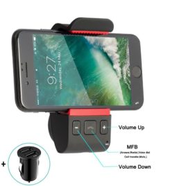 Bluetooth Car Kits, Wireless Car Audio Speakerphone，Adapter, Hands free Bluetooth Car Mount Phone Charger Holder (Black)